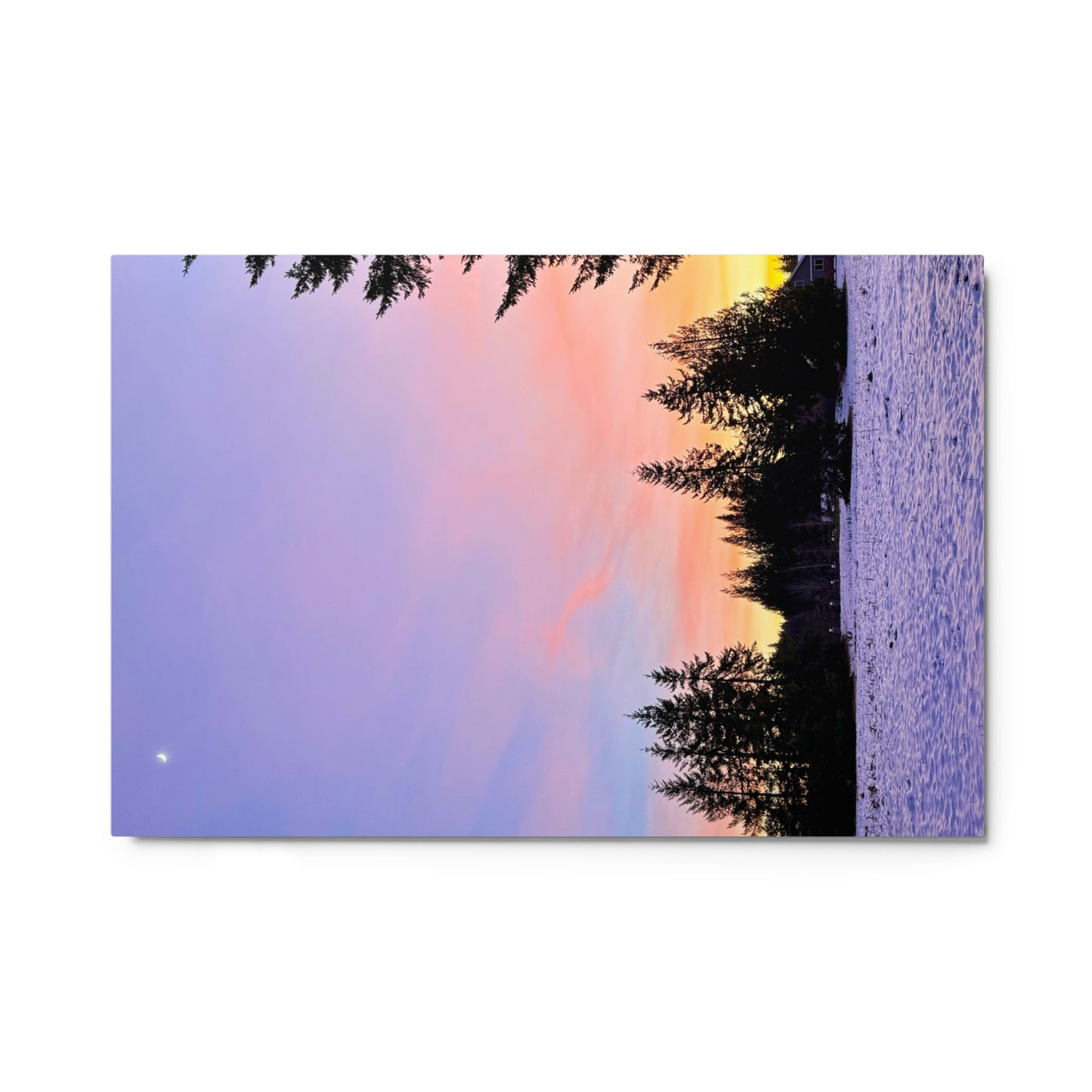 Snowy Field Sunset - Metal prints
