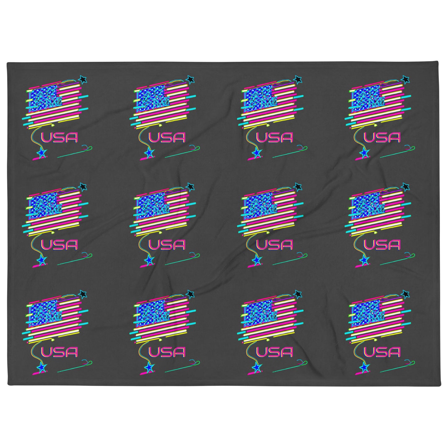 Retro USA Flag - Throw Blanket