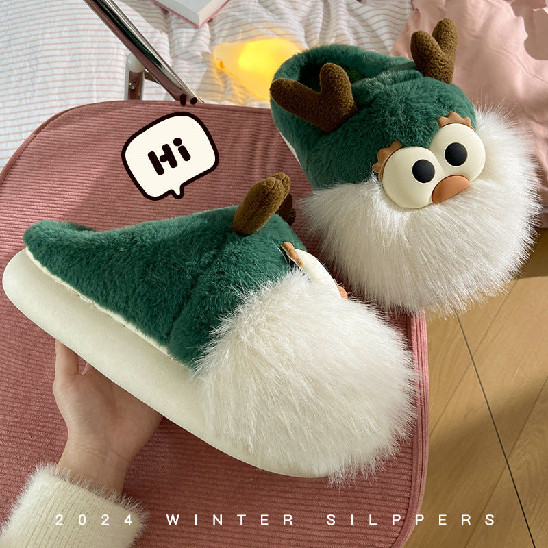 Cute Cartoon Christmas Deer  Slippers