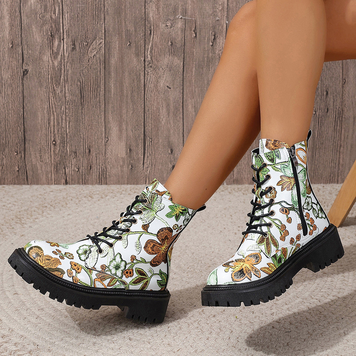 Women's Leather Printed European Boots