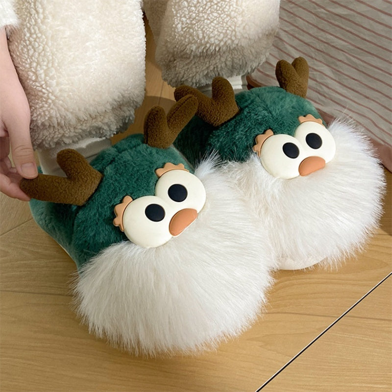 Cute Cartoon Christmas Deer  Slippers