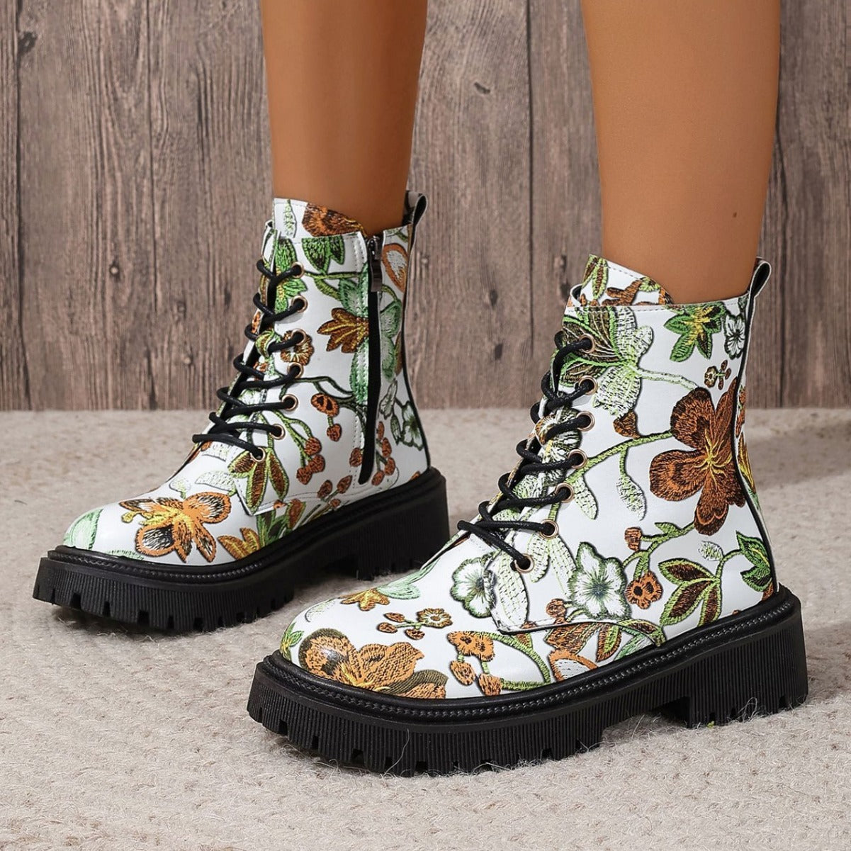 Women's Leather Printed European Boots