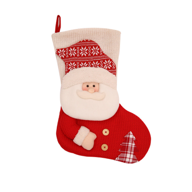 Large Red White Knitted Santa Claus Christmas Stocking
