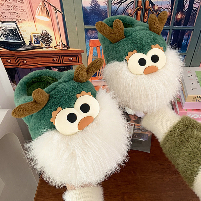 Cute Cartoon Christmas Deer  Slippers