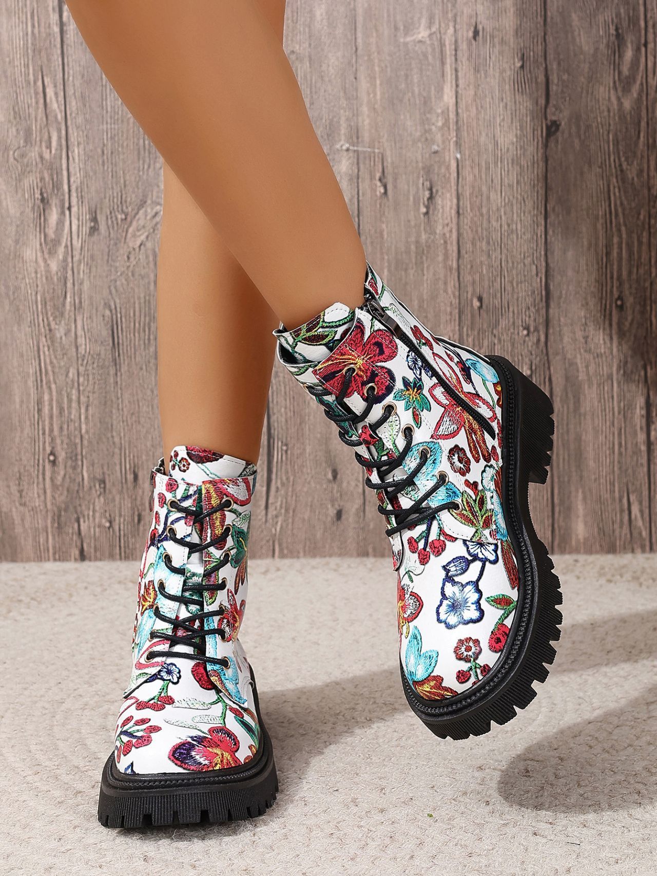 Women's Leather Printed European Boots