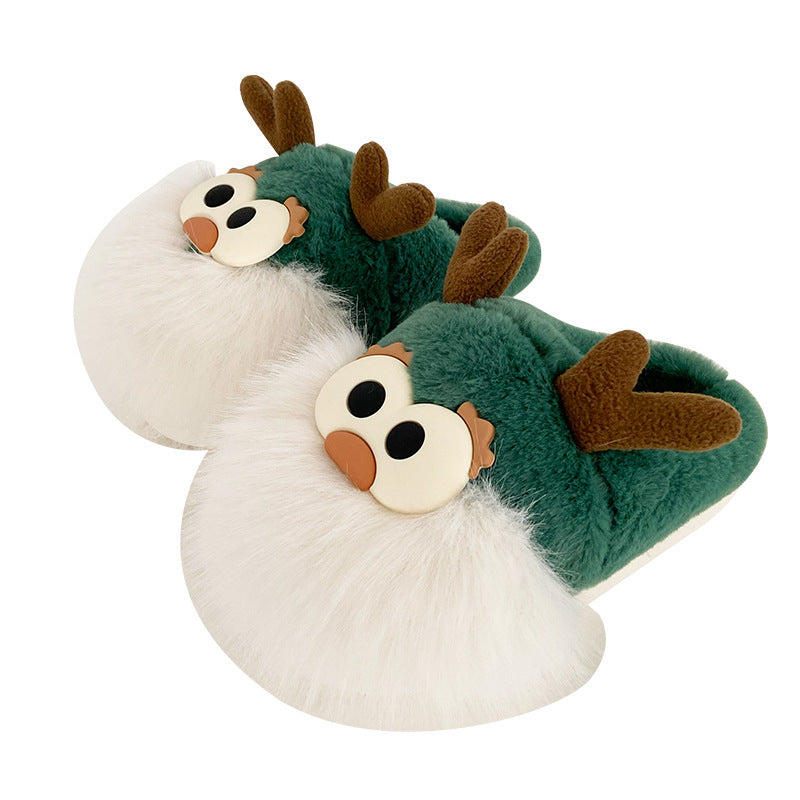 Cute Cartoon Christmas Deer  Slippers
