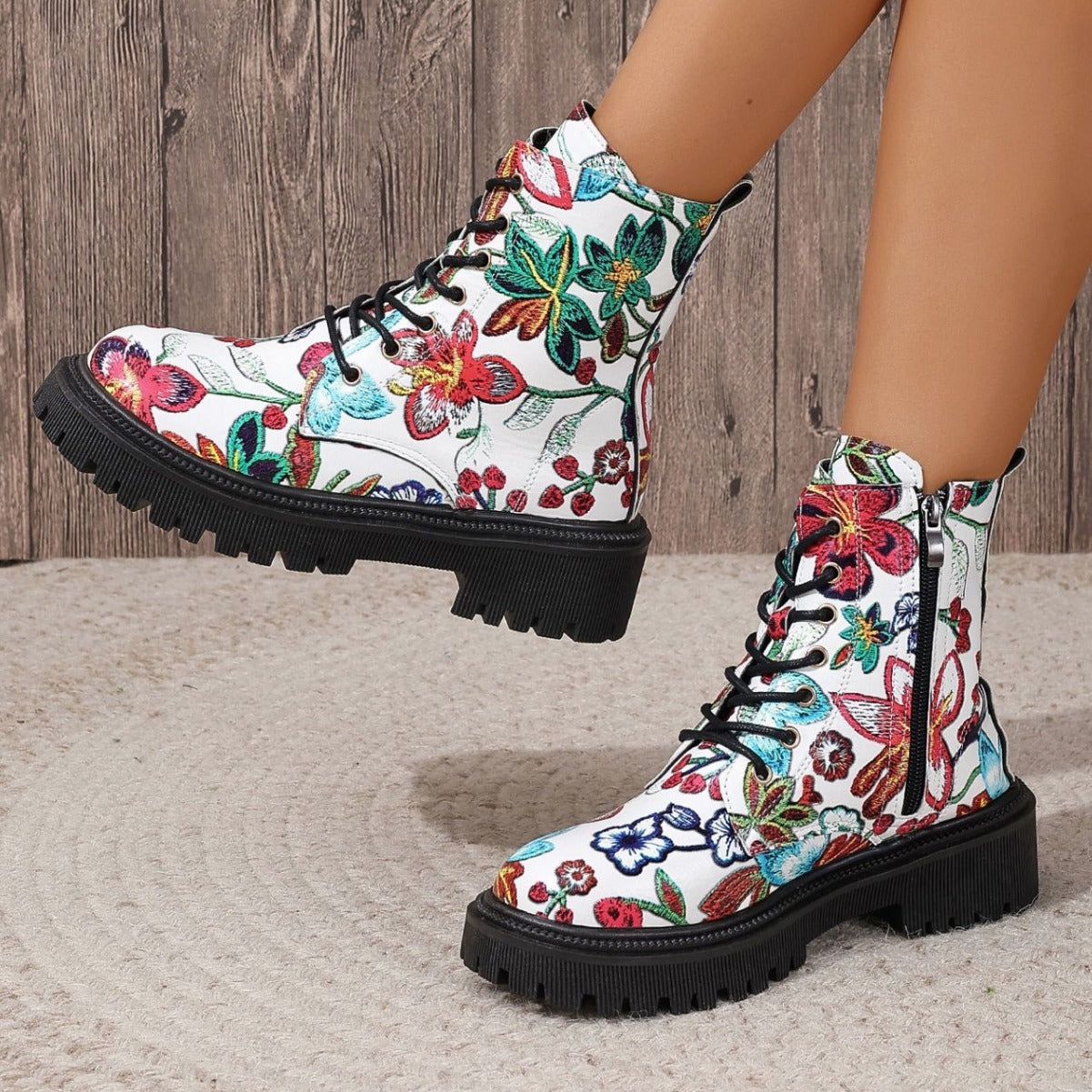 Women's Leather Printed European Boots