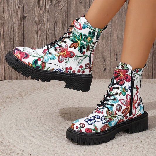 Women's Leather Printed European Boots