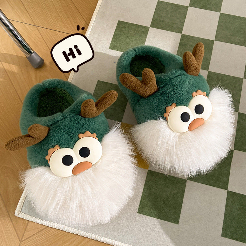 Cute Cartoon Christmas Deer  Slippers