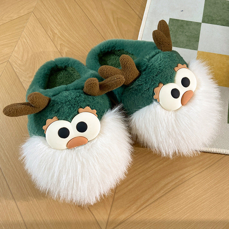 Cute Cartoon Christmas Deer  Slippers
