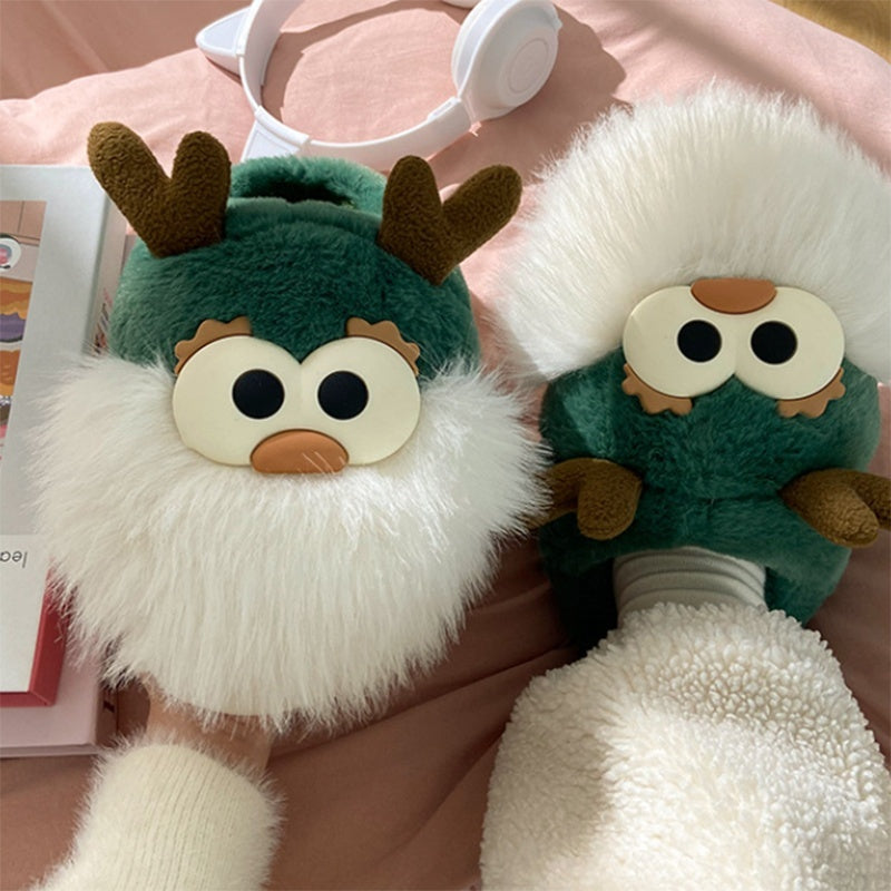 Cute Cartoon Christmas Deer  Slippers