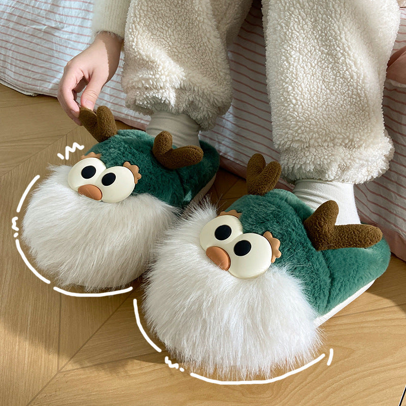 Cute Cartoon Christmas Deer  Slippers