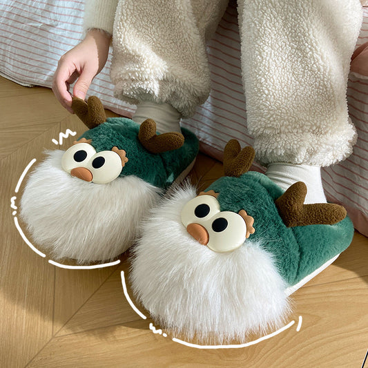 Cute Cartoon Christmas Deer  Slippers