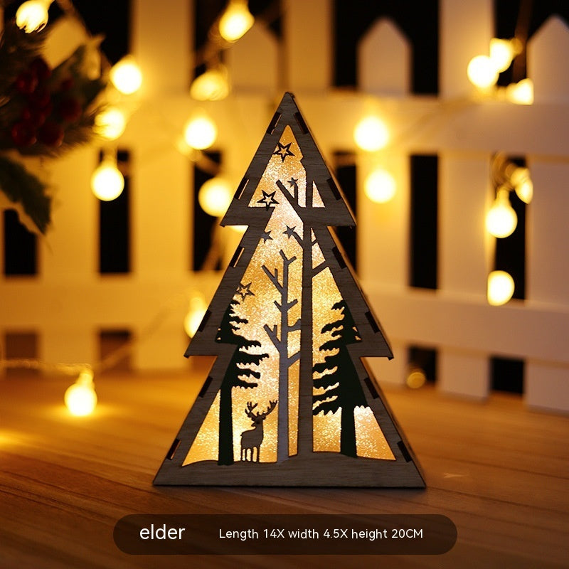 Christmas Tree Wooden Ornaments With Lights