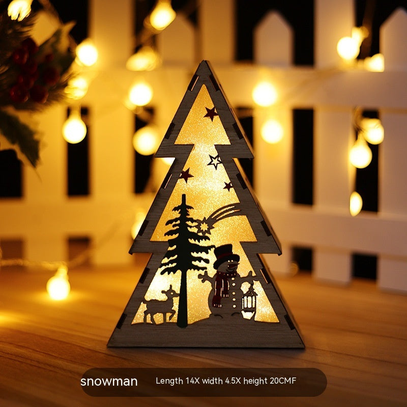 Christmas Tree Wooden Ornaments With Lights