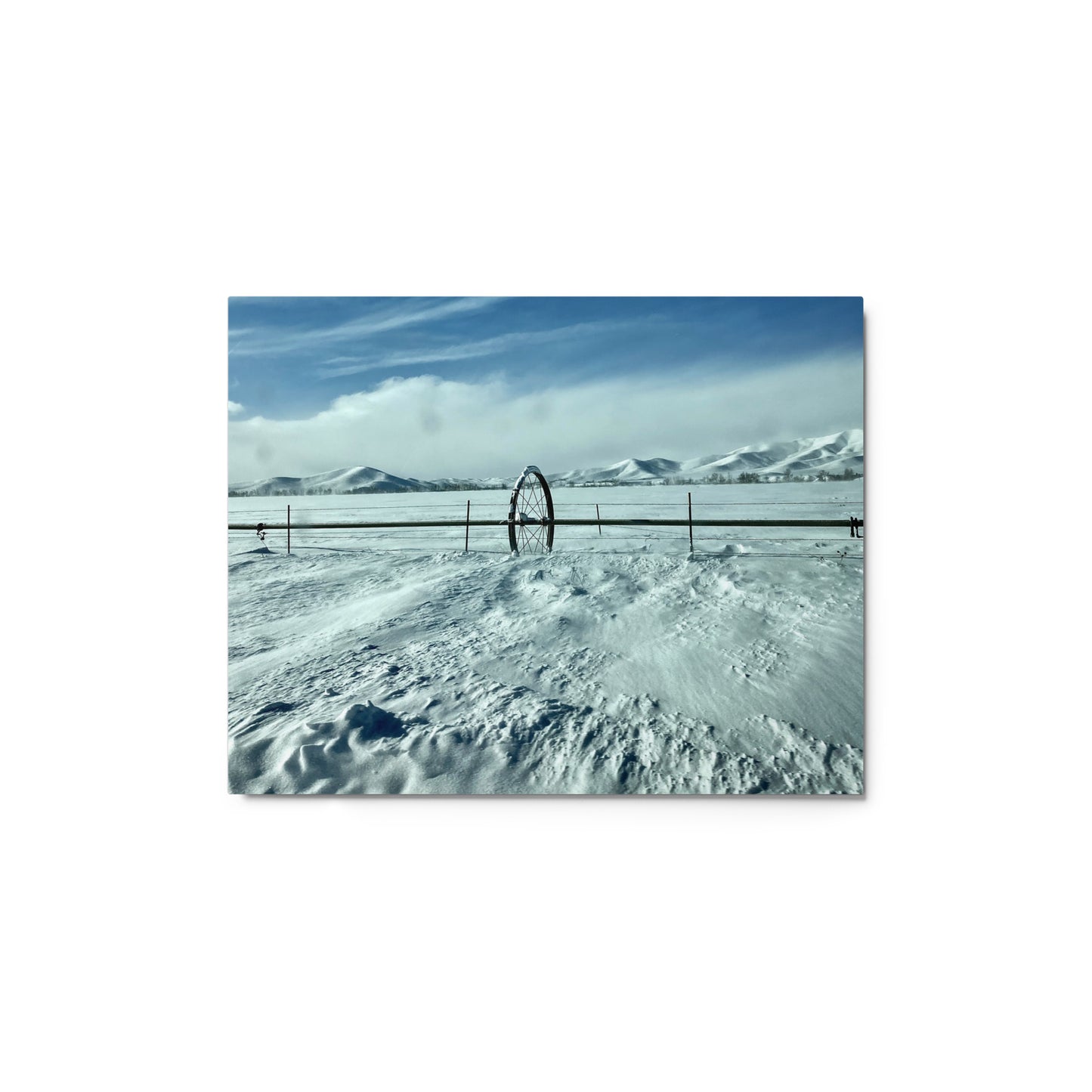 Snowy field with water wheel - Metal prints