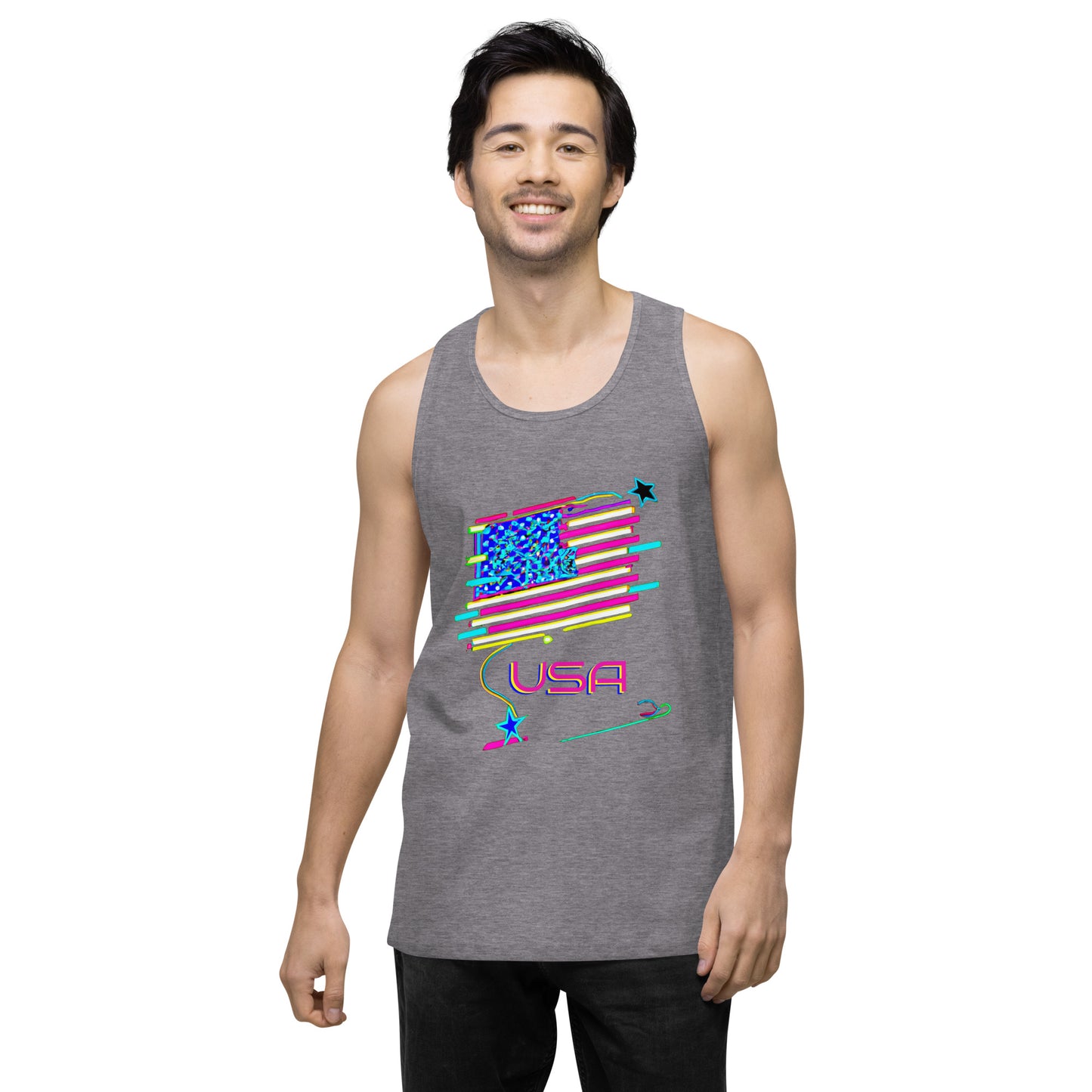 Retro USA Flag - Men’s premium tank top