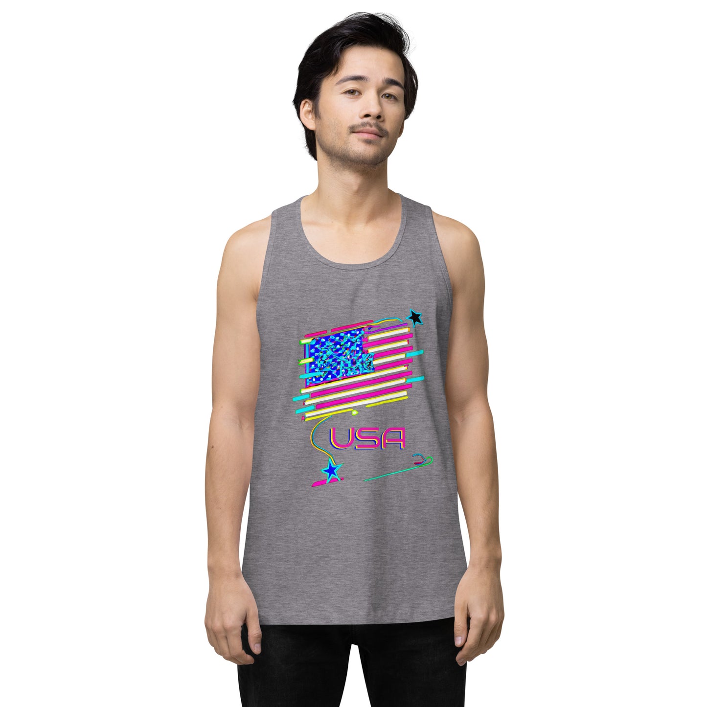 Retro USA Flag - Men’s premium tank top