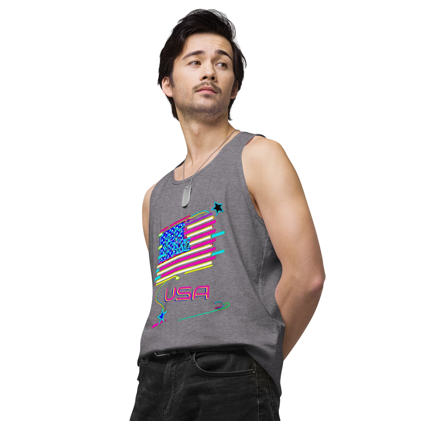 Retro USA Flag - Men’s premium tank top