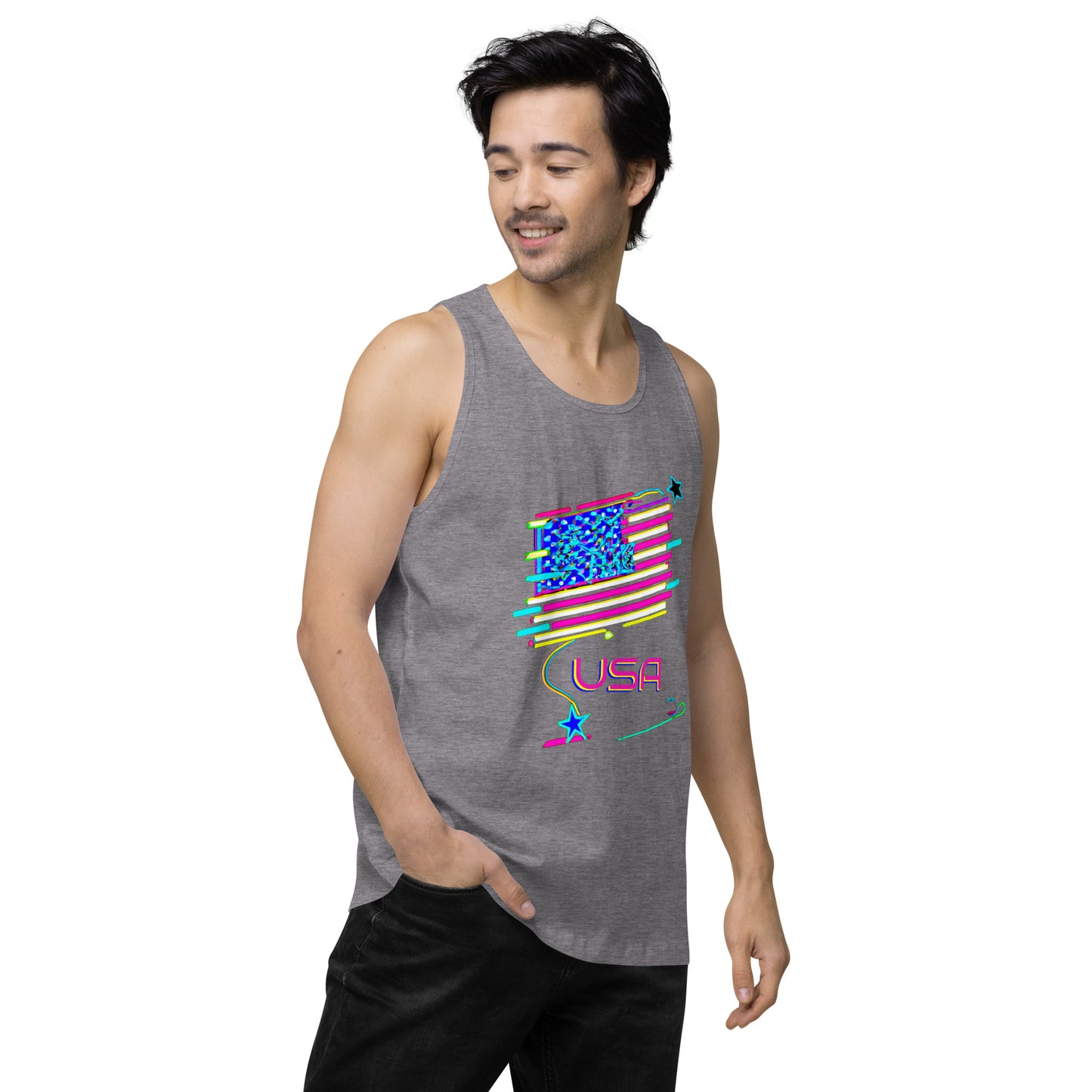 Retro USA Flag - Men’s premium tank top