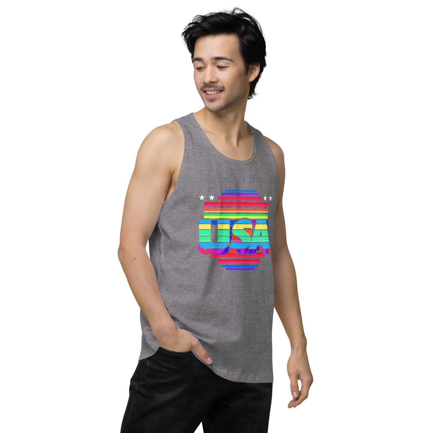 Retro Arcade Style USA - Men’s premium tank top