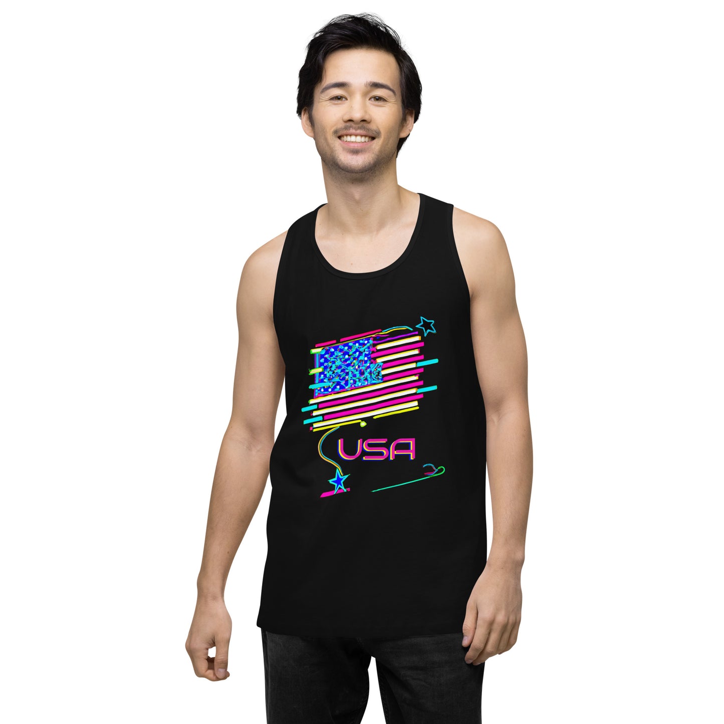 Retro USA Flag - Men’s premium tank top