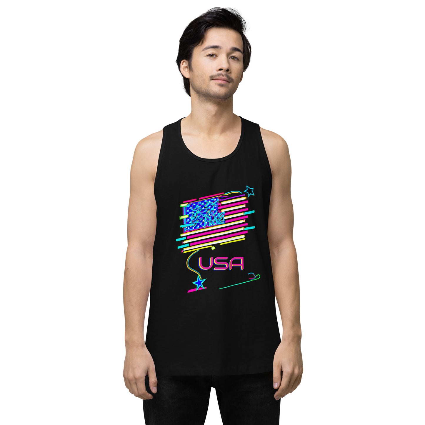 Retro USA Flag - Men’s premium tank top