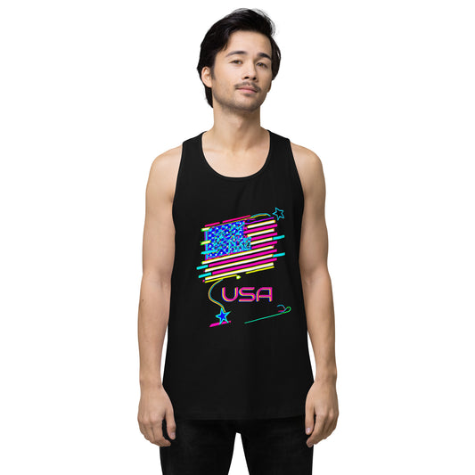 Retro USA Flag - Men’s premium tank top