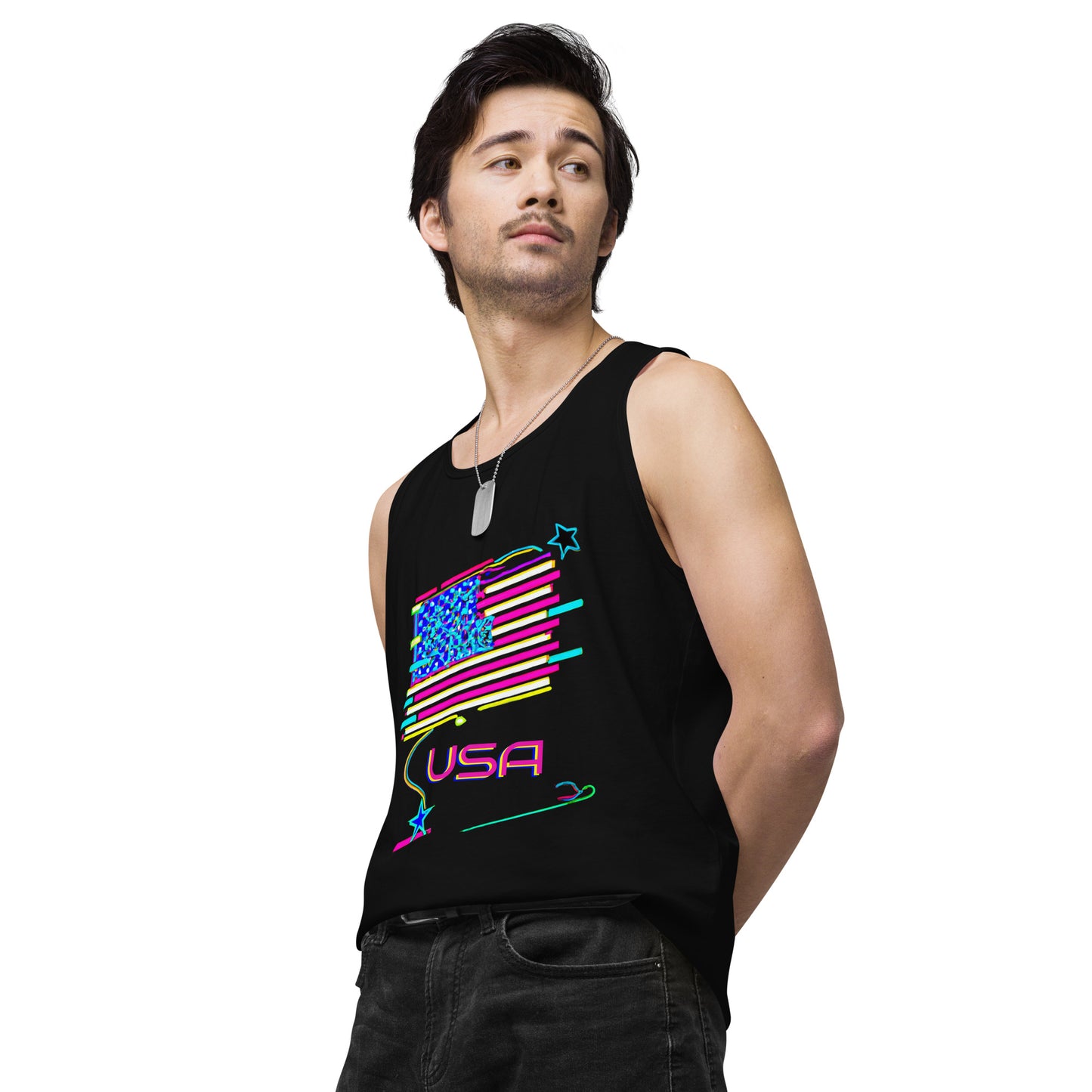 Retro USA Flag - Men’s premium tank top