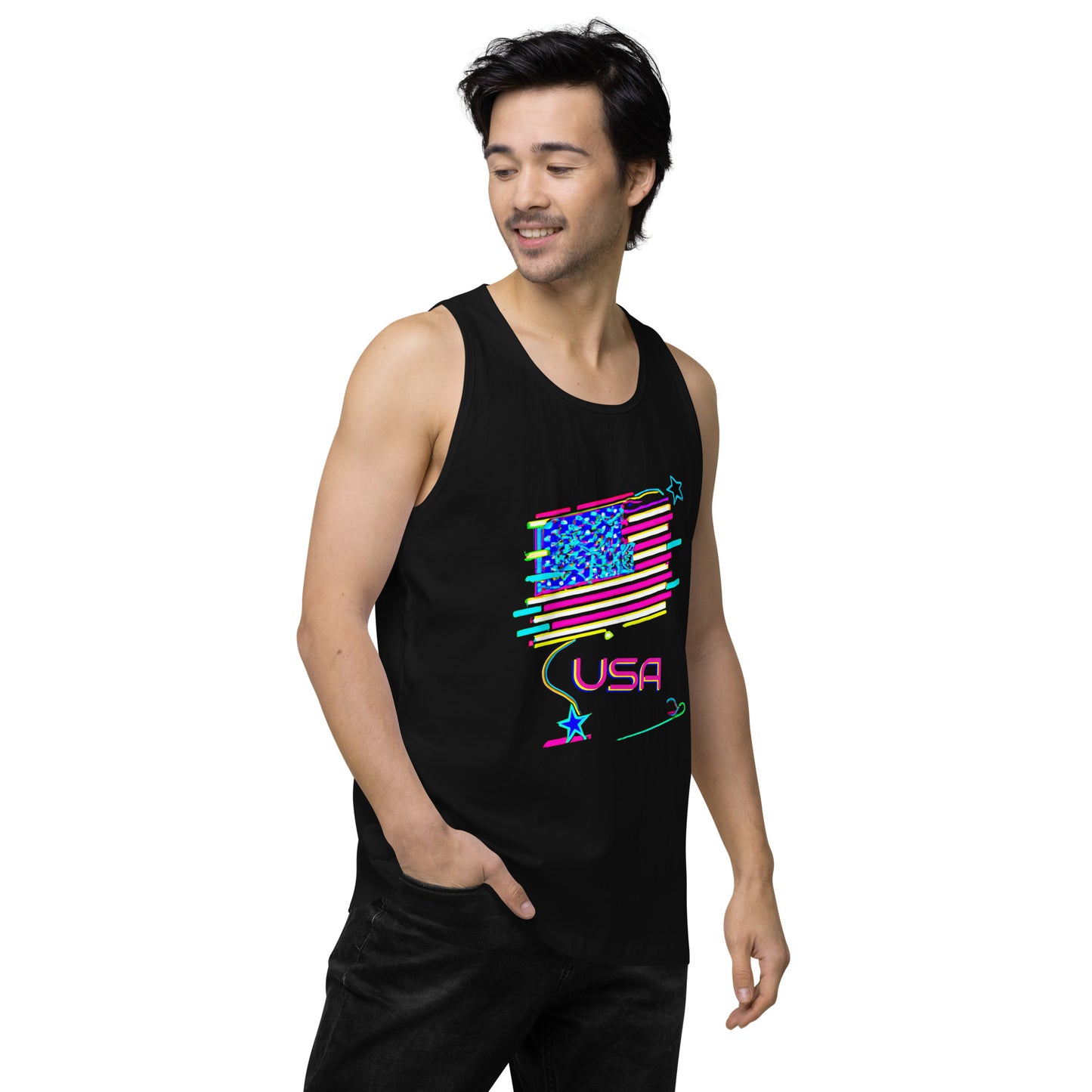 Retro USA Flag - Men’s premium tank top