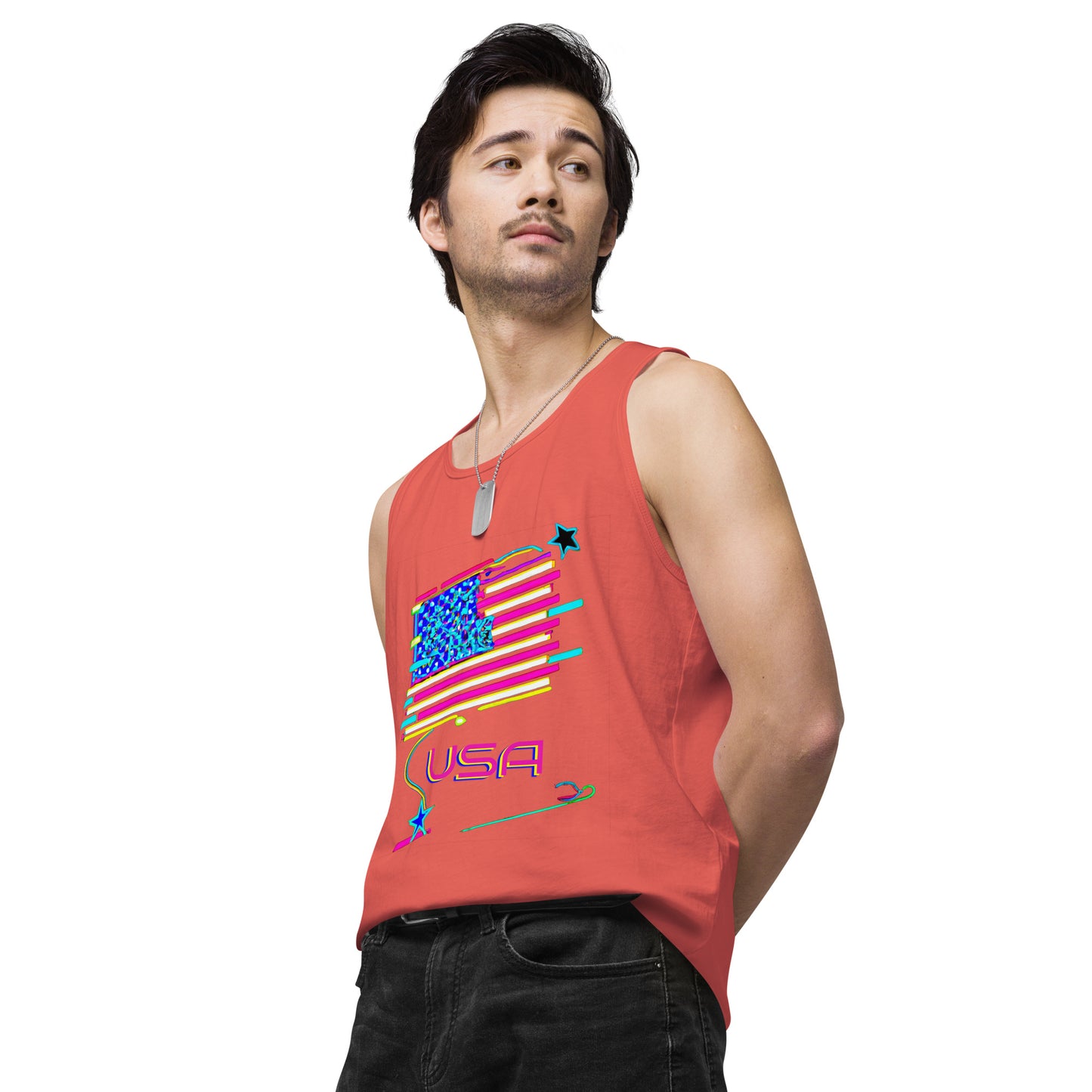 Retro USA Flag - Men’s premium tank top