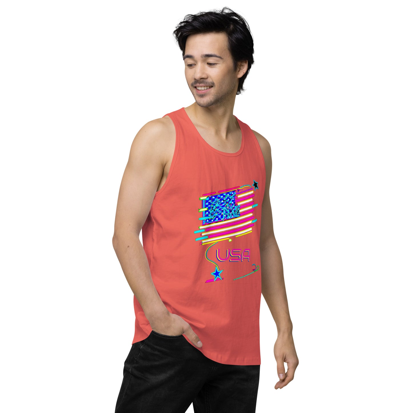 Retro USA Flag - Men’s premium tank top
