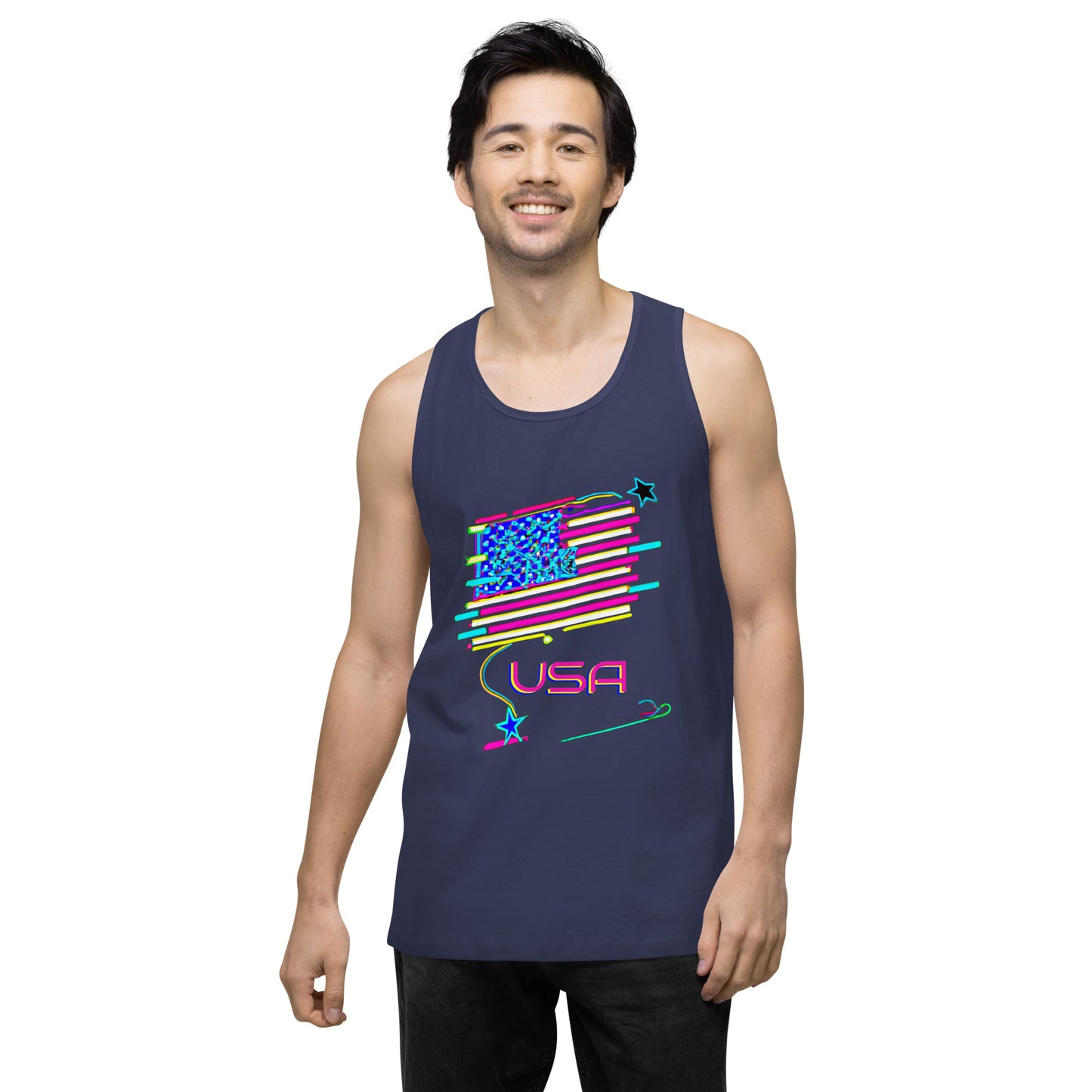 Retro USA Flag - Men’s premium tank top