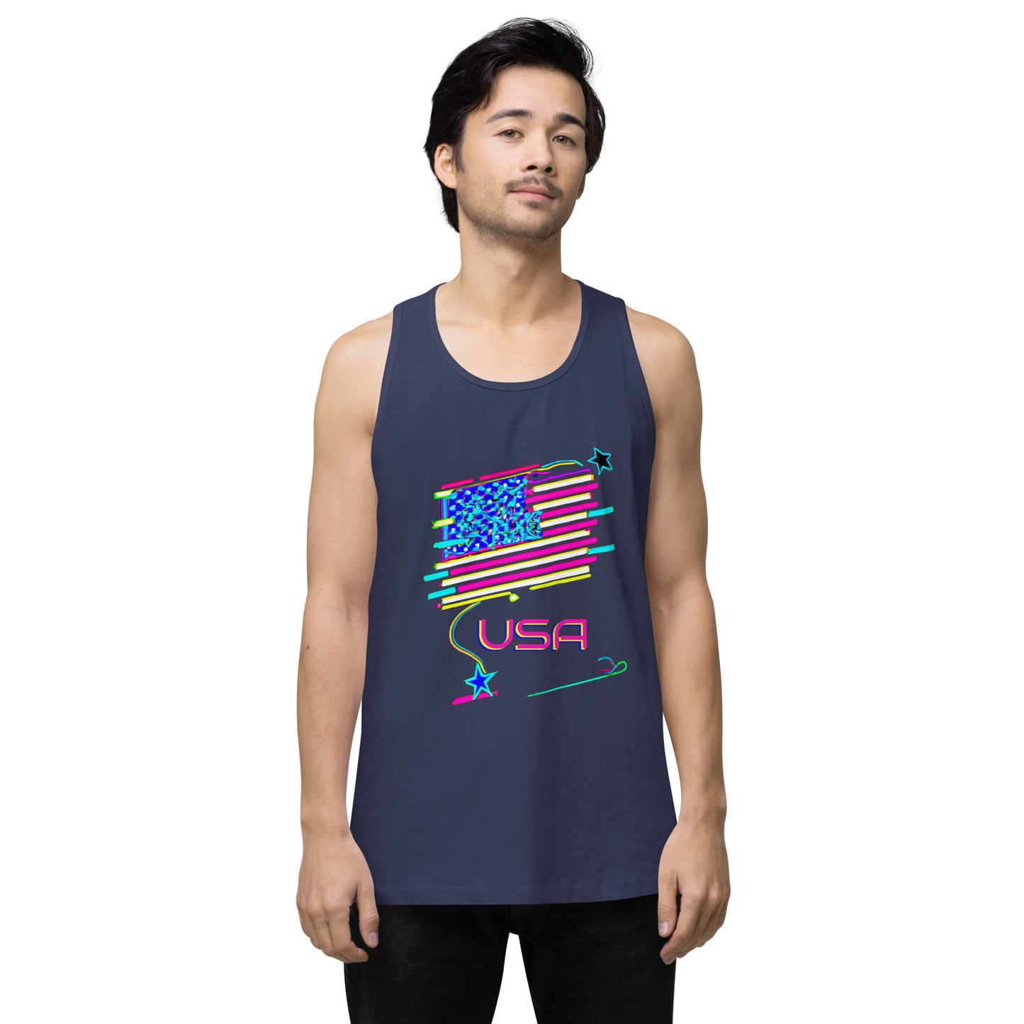 Retro USA Flag - Men’s premium tank top