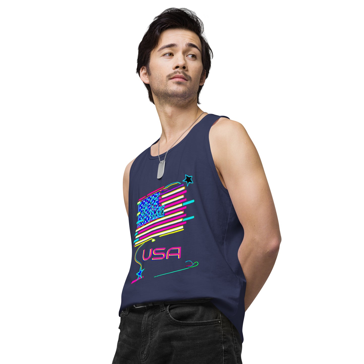 Retro USA Flag - Men’s premium tank top