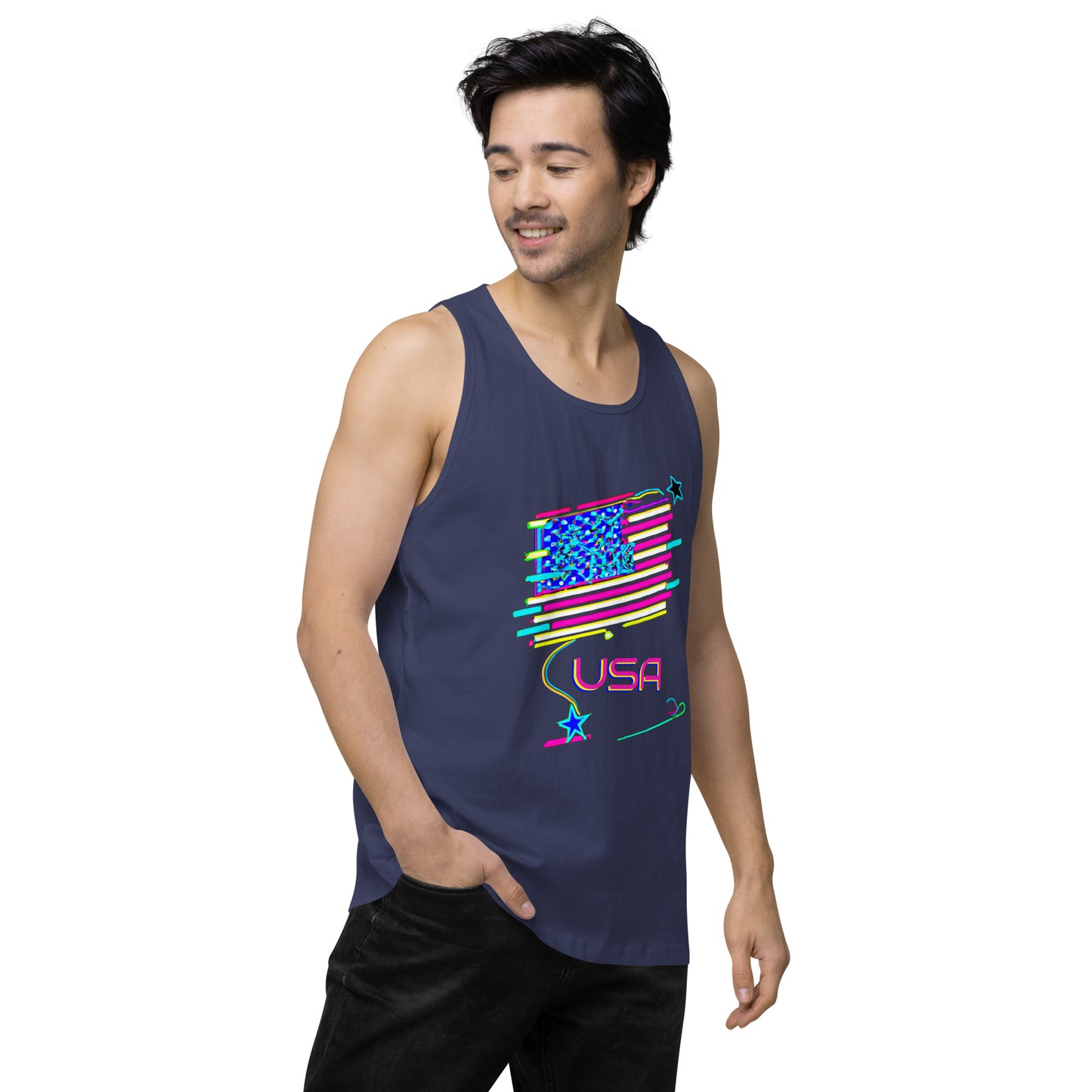Retro USA Flag - Men’s premium tank top