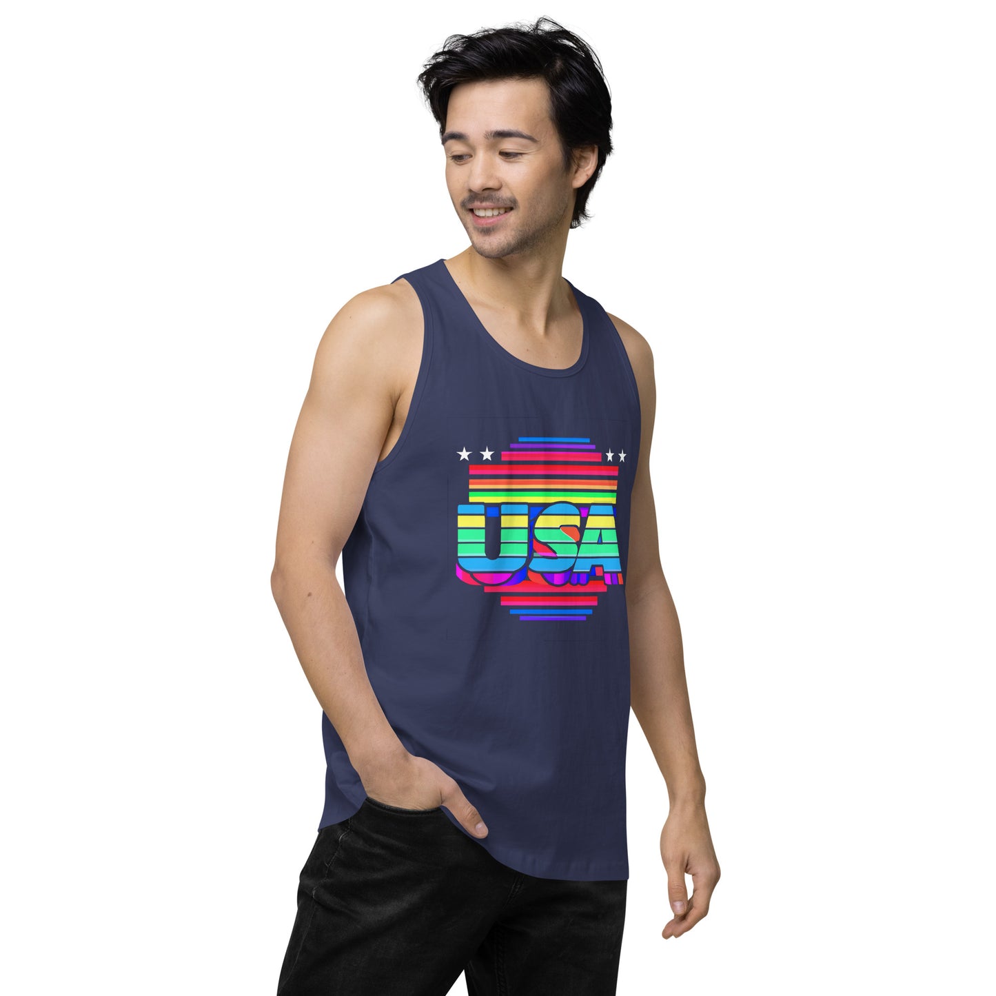 Retro Arcade Style USA - Men’s premium tank top