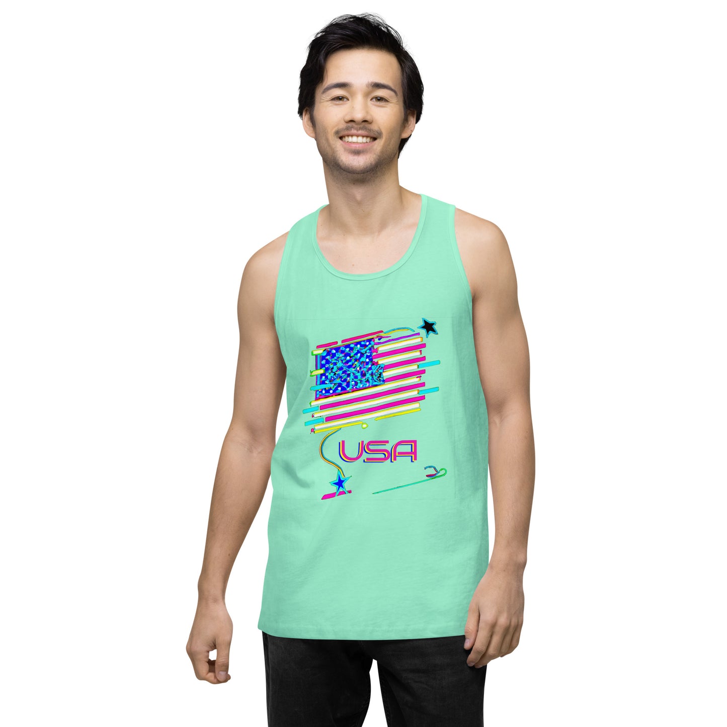 Retro USA Flag - Men’s premium tank top