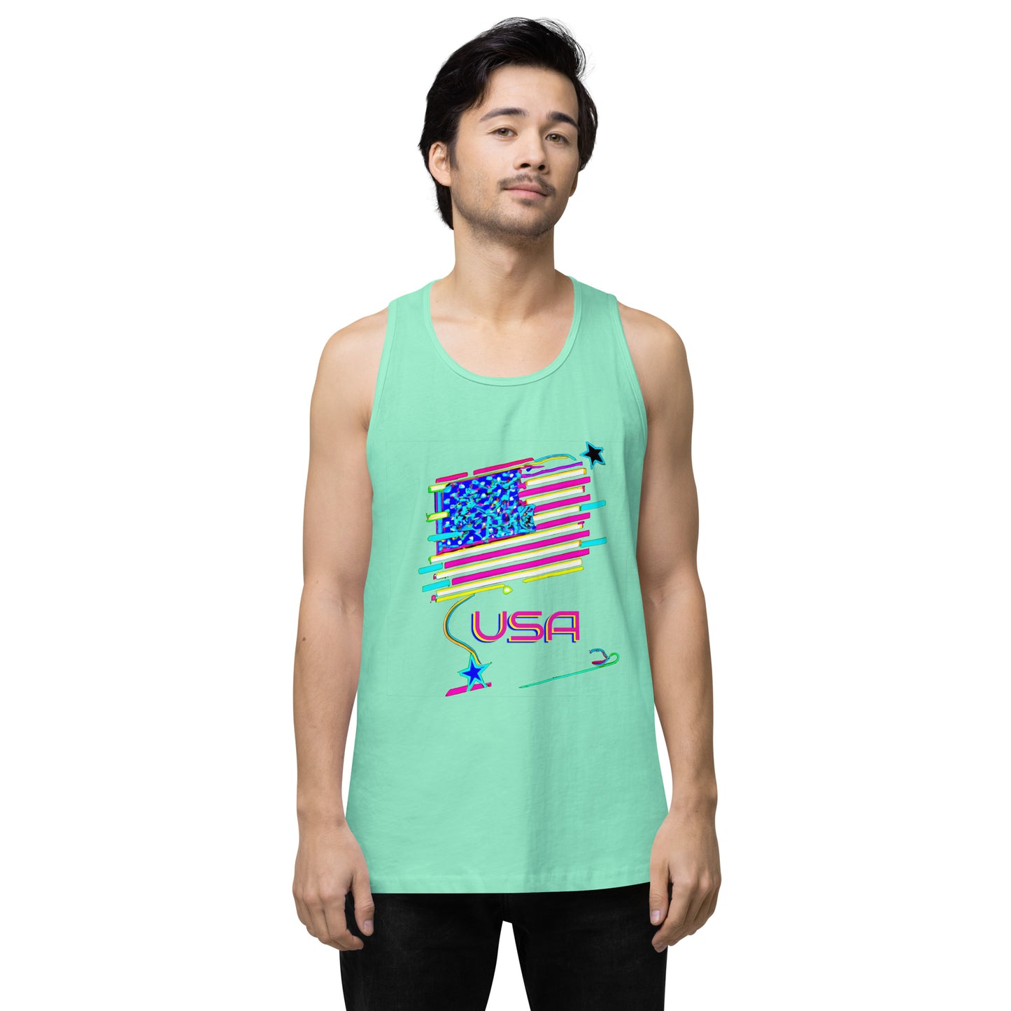 Retro USA Flag - Men’s premium tank top