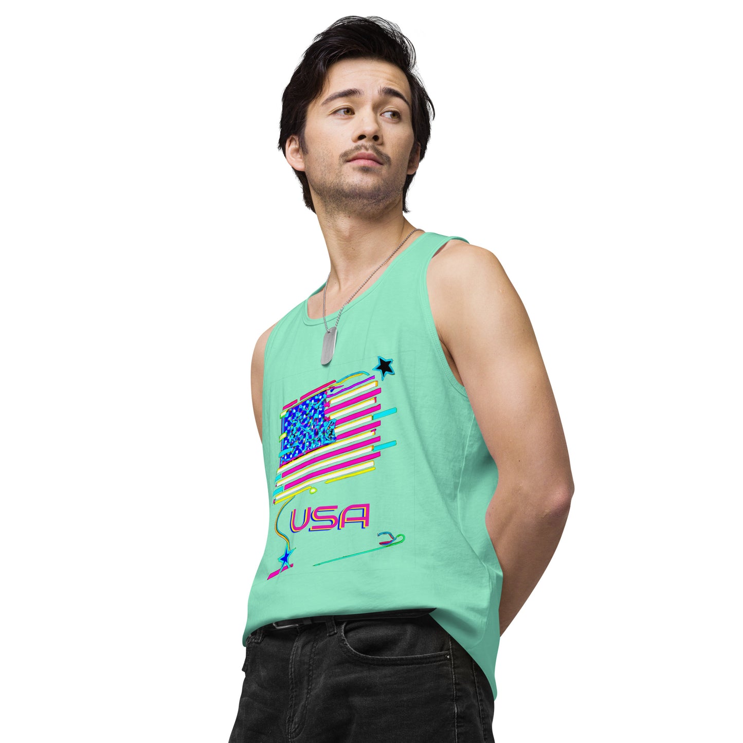 Retro USA Flag - Men’s premium tank top