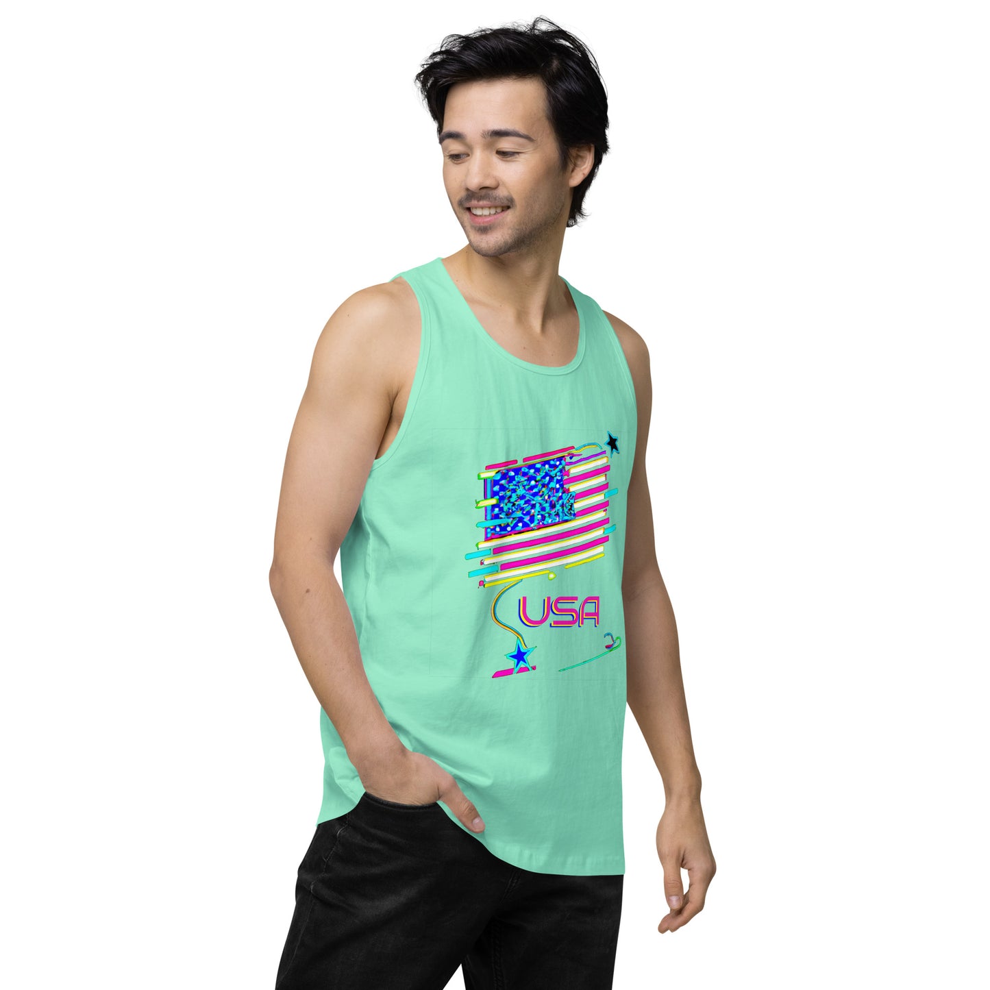 Retro USA Flag - Men’s premium tank top