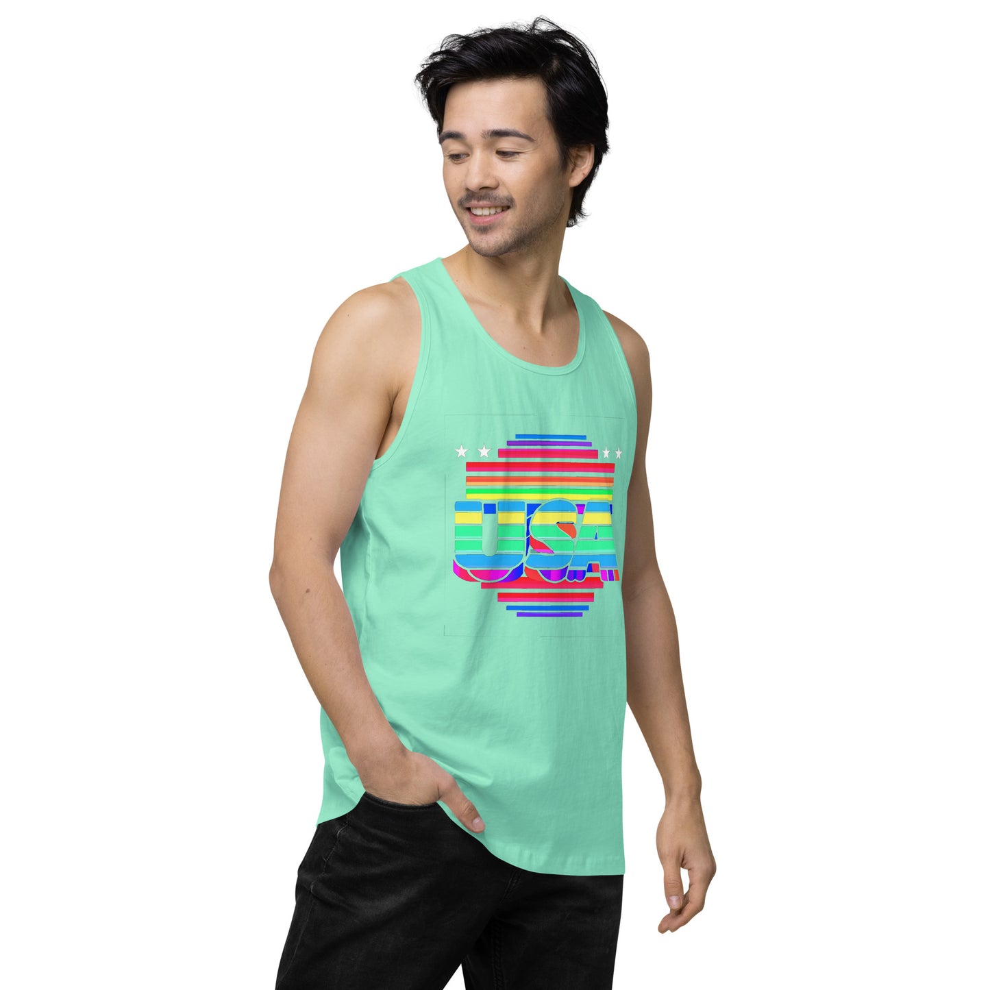 Retro Arcade Style USA - Men’s premium tank top