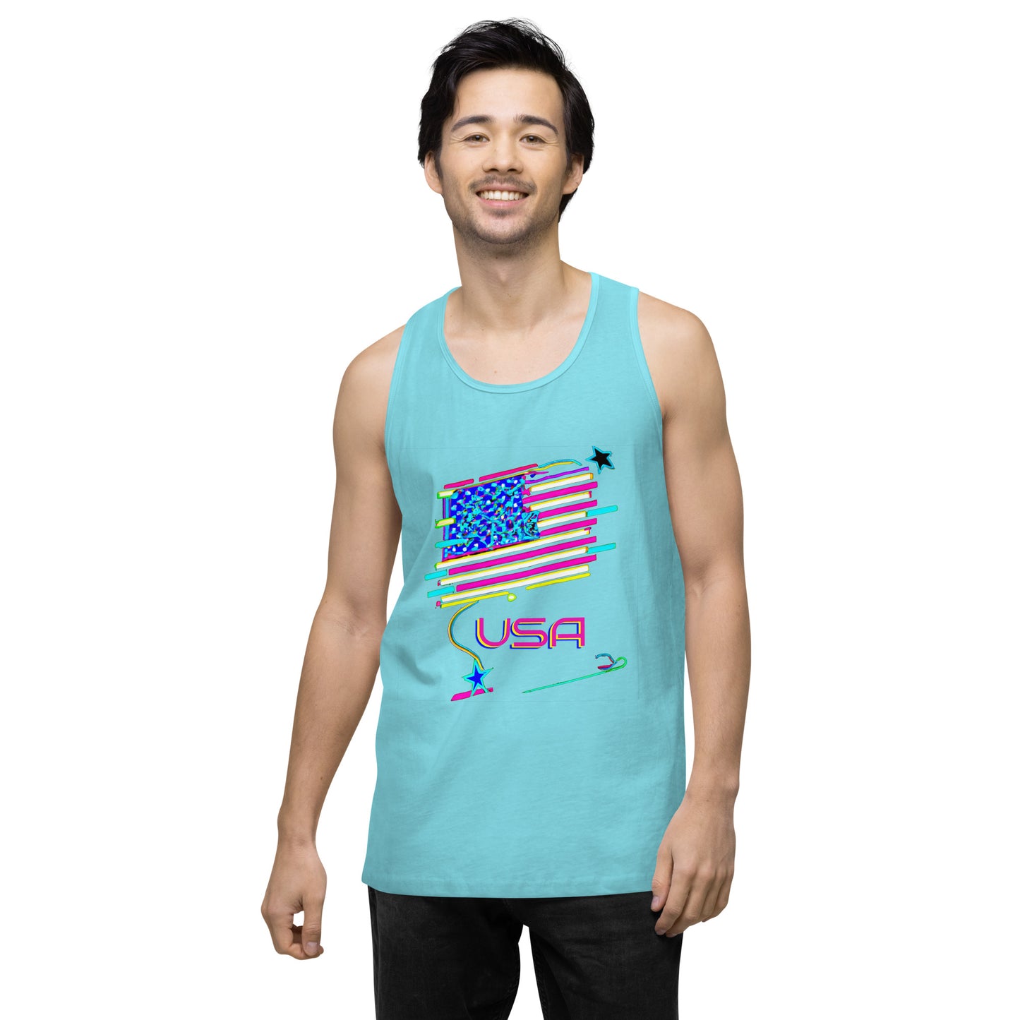 Retro USA Flag - Men’s premium tank top