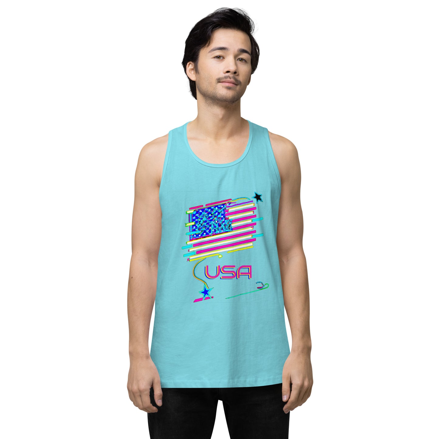 Retro USA Flag - Men’s premium tank top