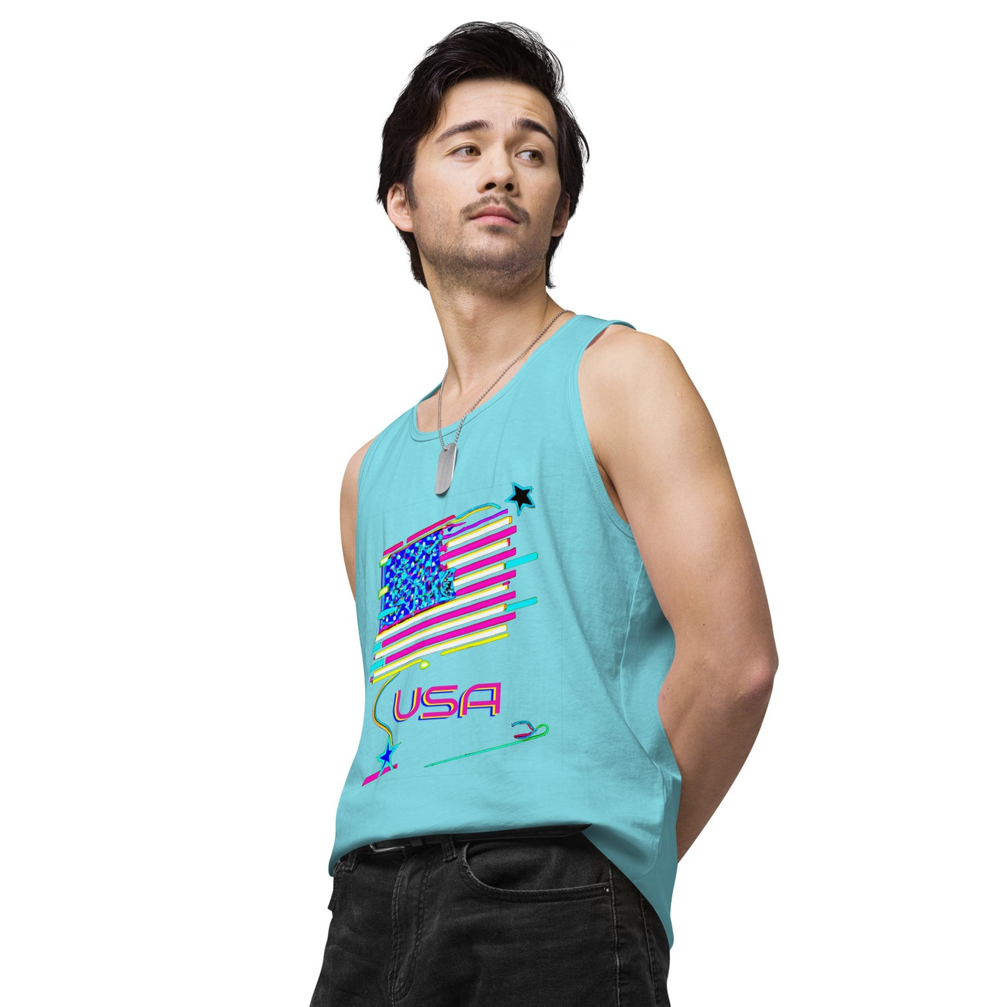 Retro USA Flag - Men’s premium tank top