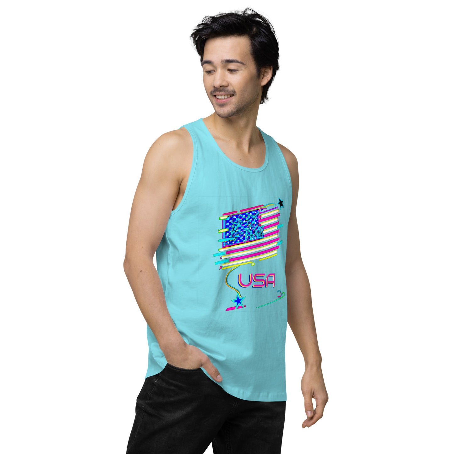 Retro USA Flag - Men’s premium tank top