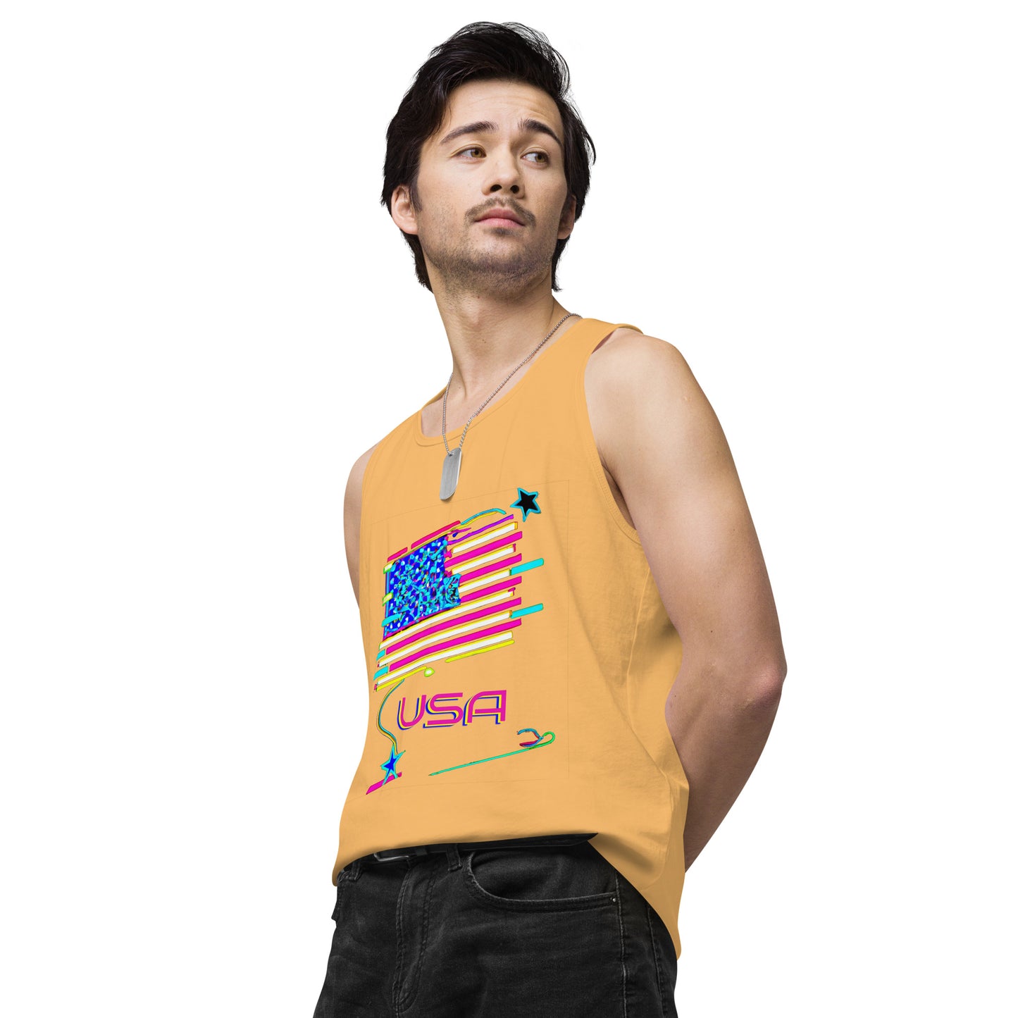 Retro USA Flag - Men’s premium tank top
