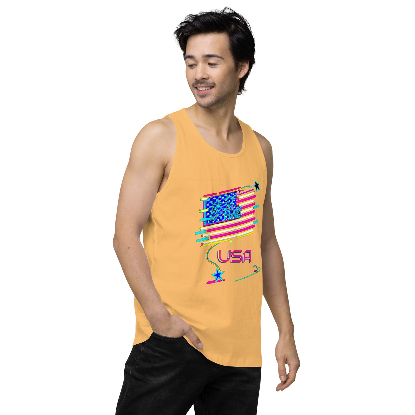 Retro USA Flag - Men’s premium tank top
