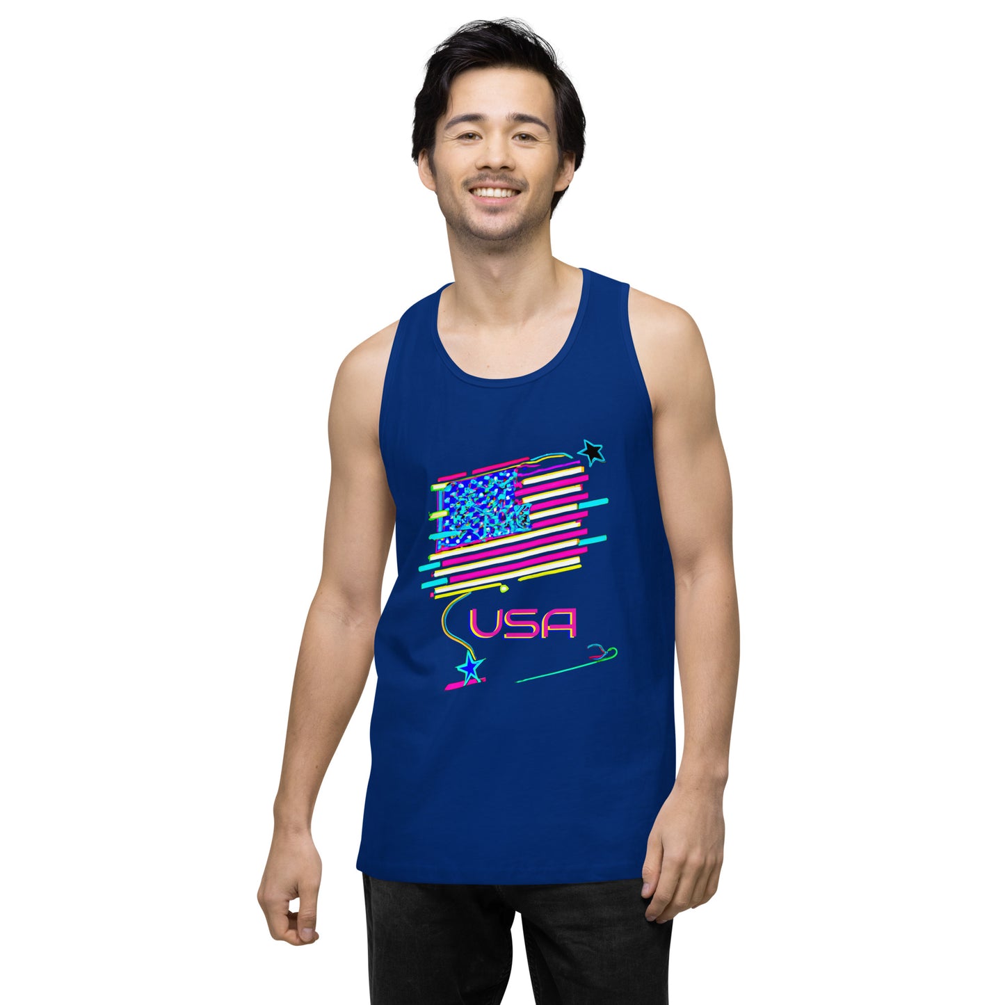 Retro USA Flag - Men’s premium tank top