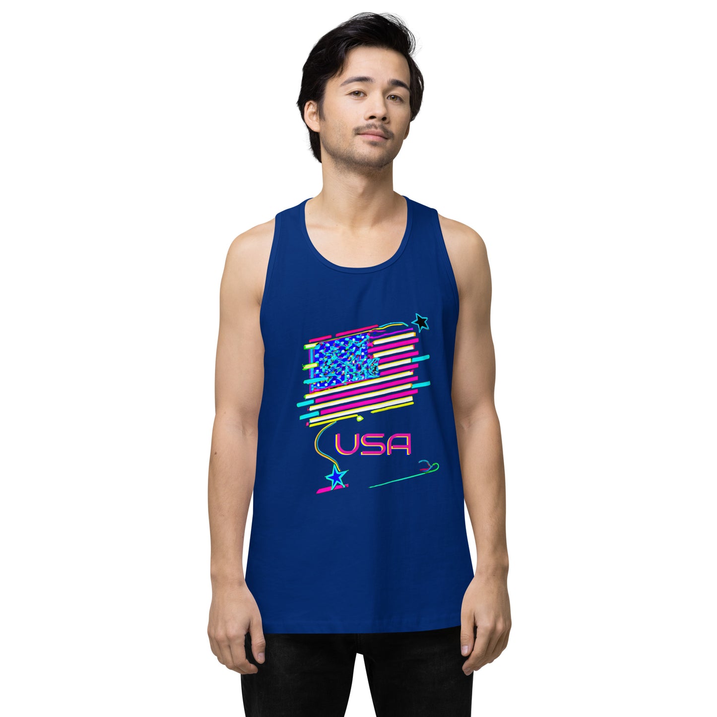 Retro USA Flag - Men’s premium tank top